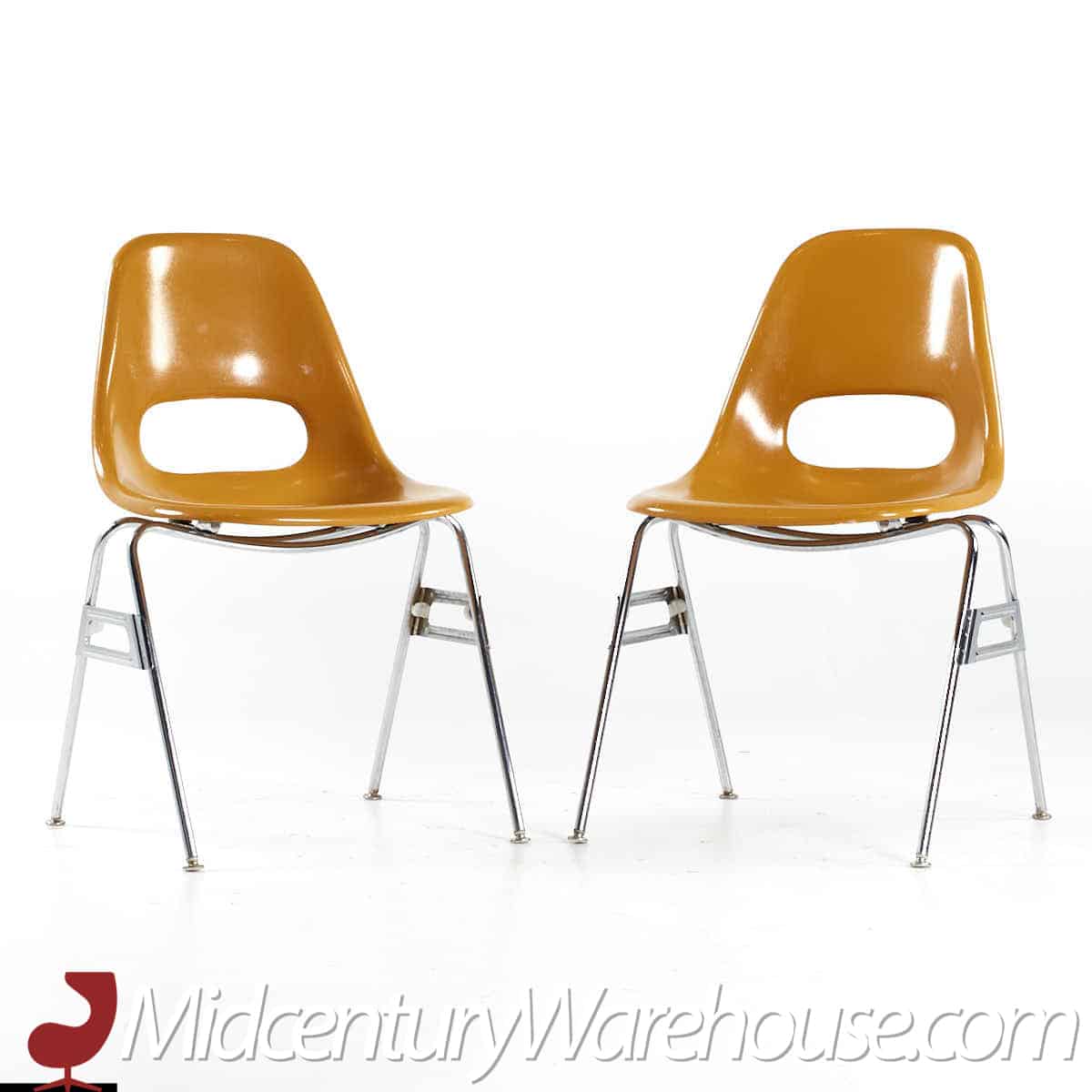 Krueger Mid Century Fiberglass Stacking Chairs - Set of 8