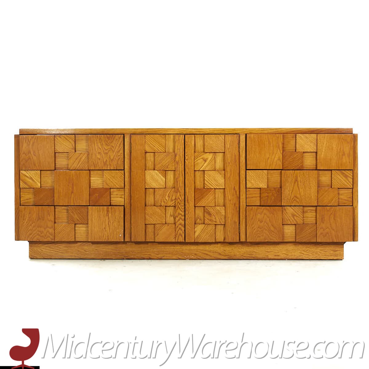 Lane Staccato Mid Century Oak Brutalist Lowboy Dresser