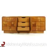 Lane Staccato Mid Century Oak Brutalist Lowboy Dresser