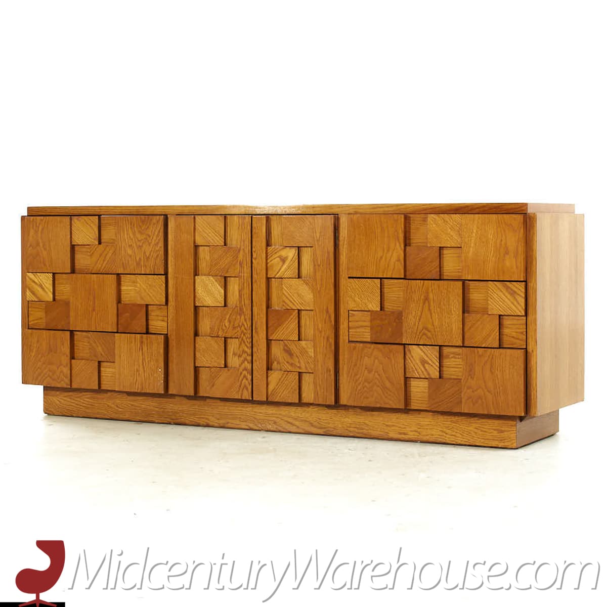 Lane Staccato Mid Century Oak Brutalist Lowboy Dresser