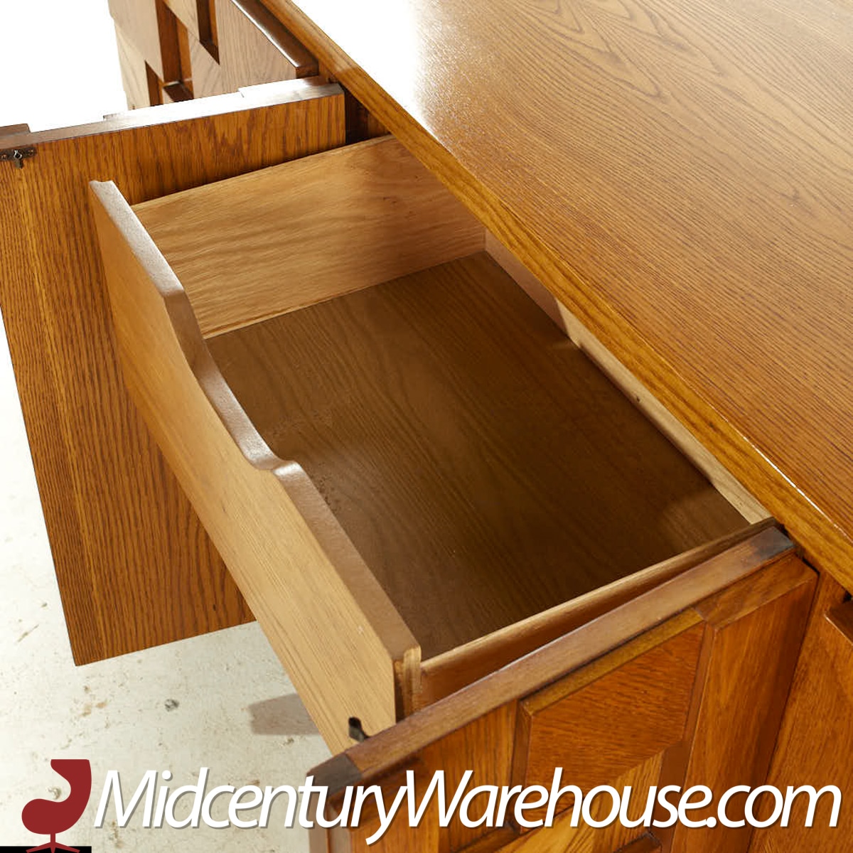 Lane Staccato Mid Century Oak Brutalist Lowboy Dresser
