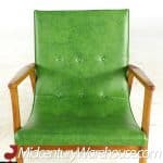 milo baughman mid century green scoop lounge chairs - pair
