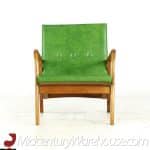 milo baughman mid century green scoop lounge chairs - pair