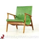 milo baughman mid century green scoop lounge chairs - pair