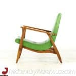 milo baughman mid century green scoop lounge chairs - pair
