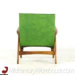 milo baughman mid century green scoop lounge chairs - pair