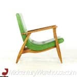 milo baughman mid century green scoop lounge chairs - pair