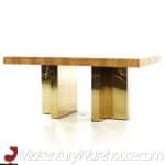 Milo Baughman for Thayer Coggin Mid Century Brazilian Rosewood and Brass Expanding Dining Table with 1 Leaf