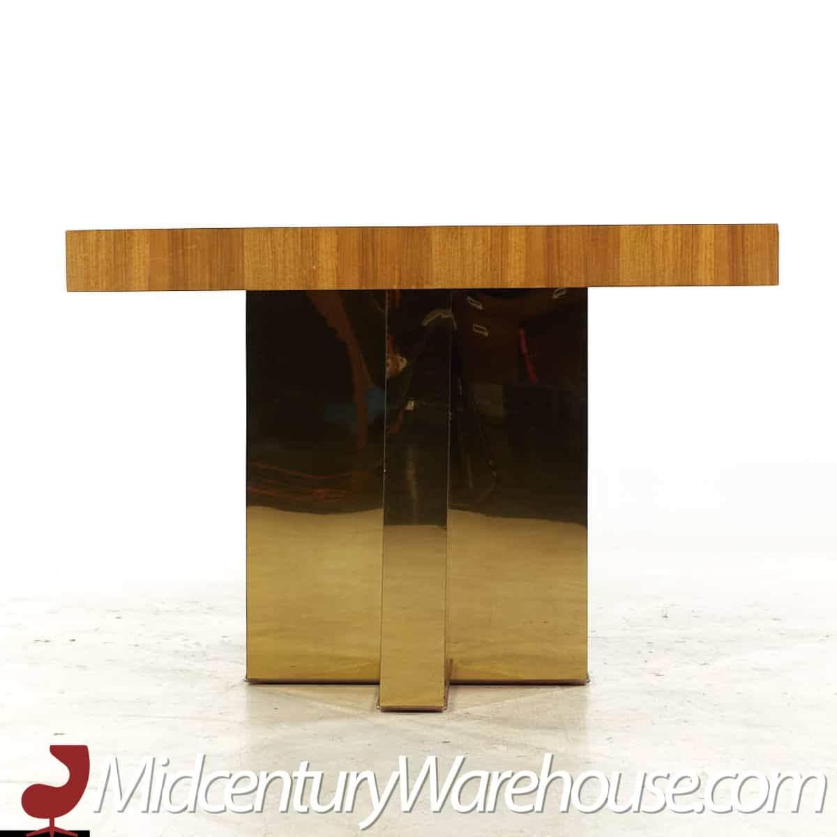Milo Baughman for Thayer Coggin Mid Century Brazilian Rosewood and Brass Expanding Dining Table with 1 Leaf
