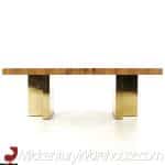 Milo Baughman for Thayer Coggin Mid Century Brazilian Rosewood and Brass Expanding Dining Table with 1 Leaf