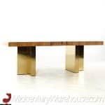 Milo Baughman for Thayer Coggin Mid Century Brazilian Rosewood and Brass Expanding Dining Table with 1 Leaf