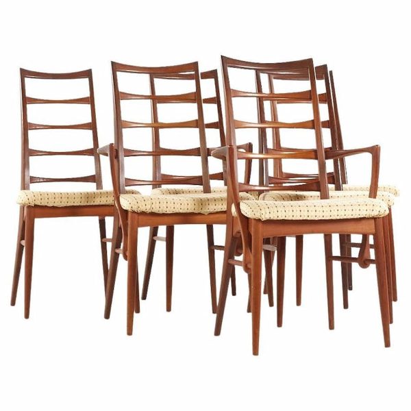 Niels Otto Møller for Koefoeds Hornslet Mid Century Danish Teak Ladder Back Dining Chairs - Set of 6