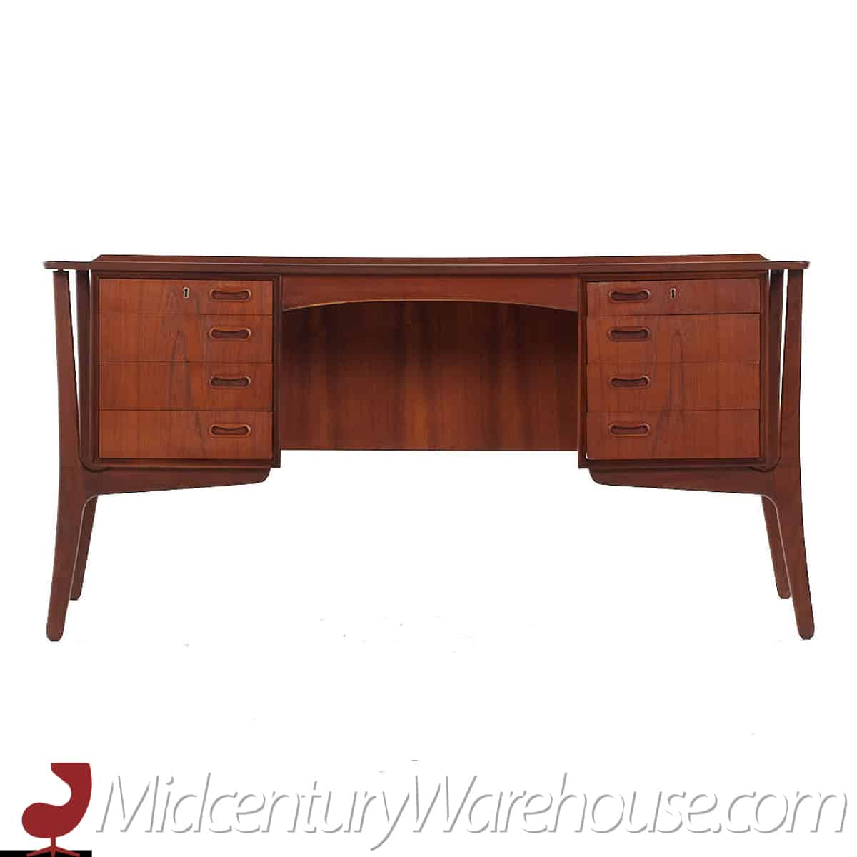 svend madsen mid century danish teak bow front desk