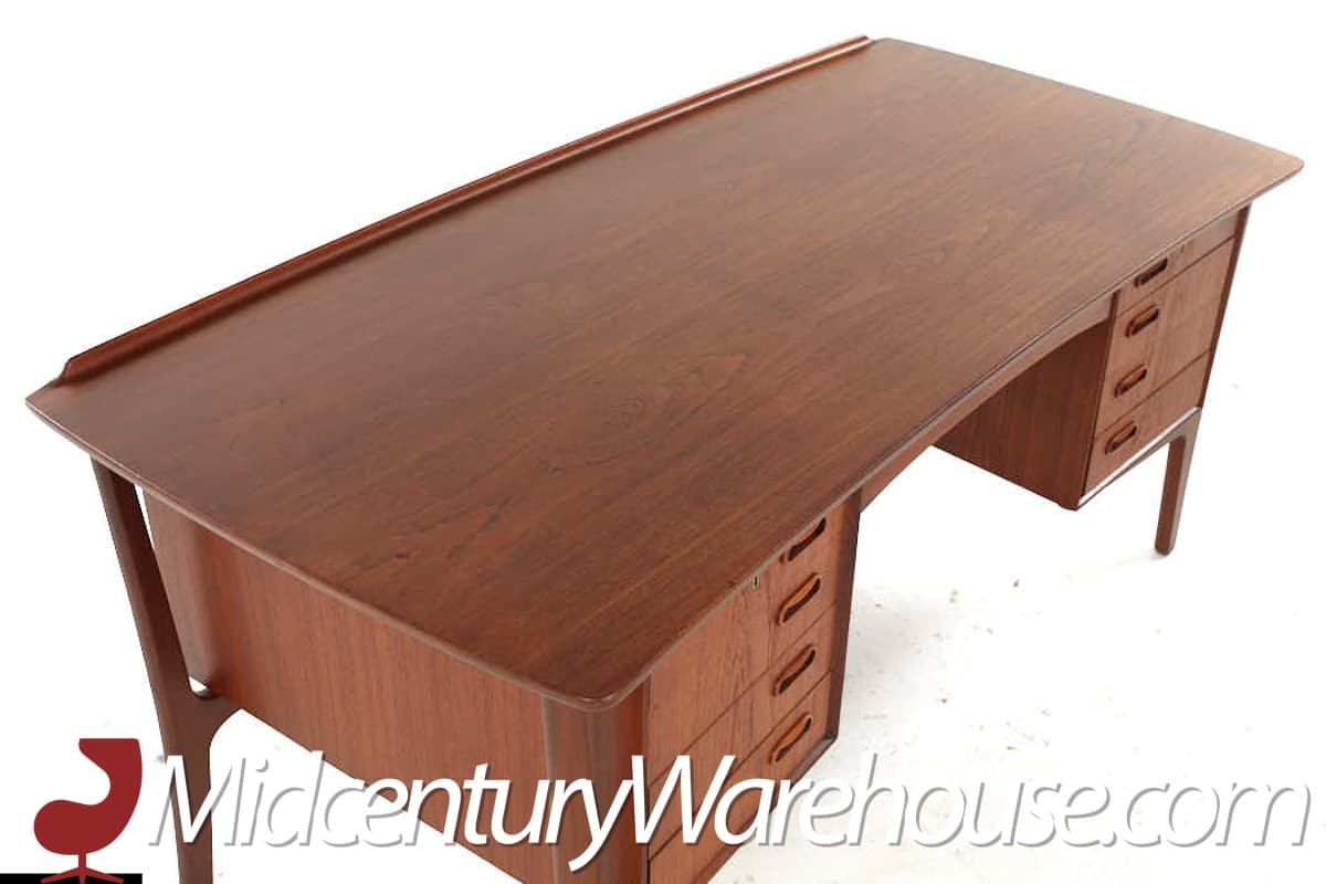 svend madsen mid century danish teak bow front desk