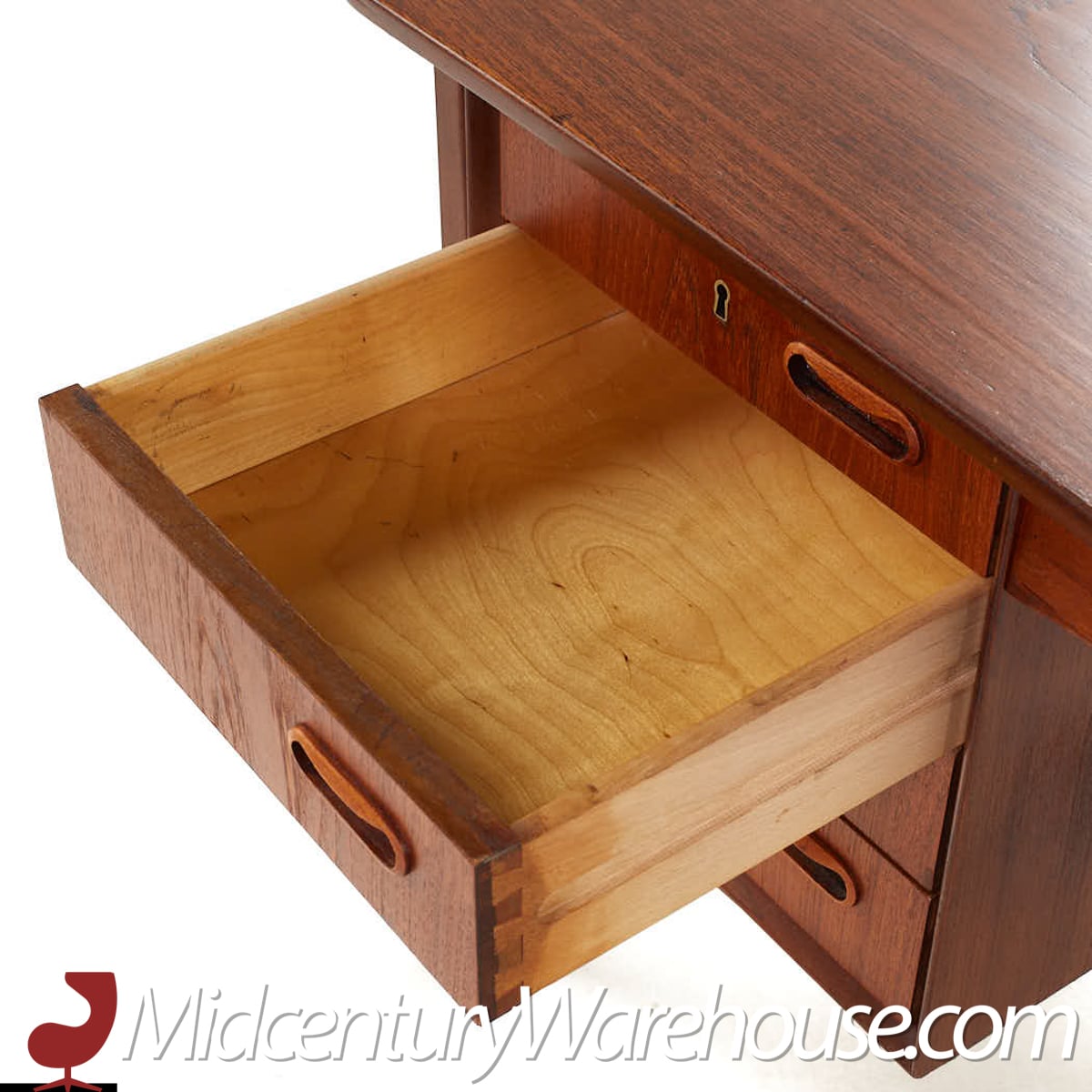 svend madsen mid century danish teak bow front desk