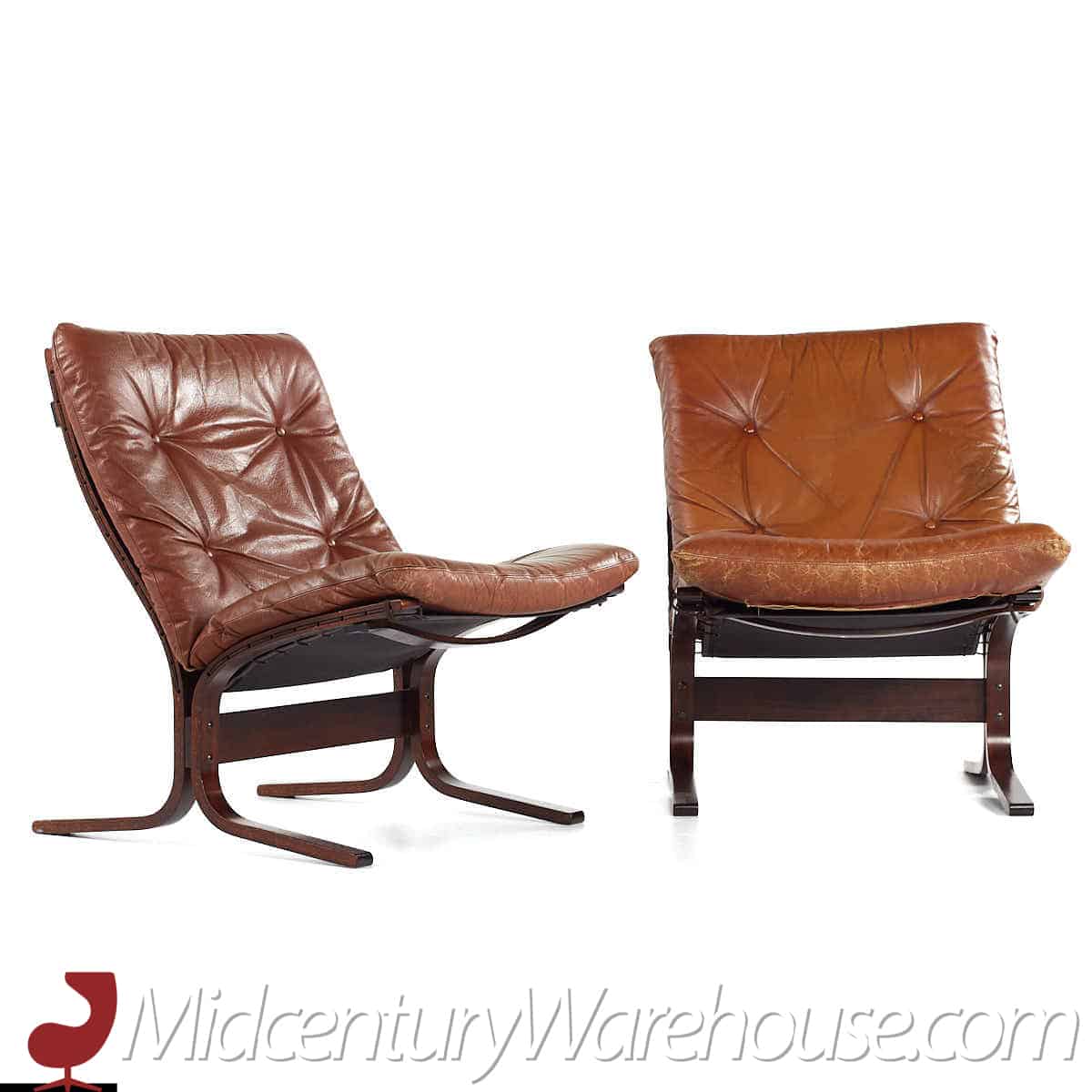 westnofa siesta mid century rosewood lowback lounge chairs - pair