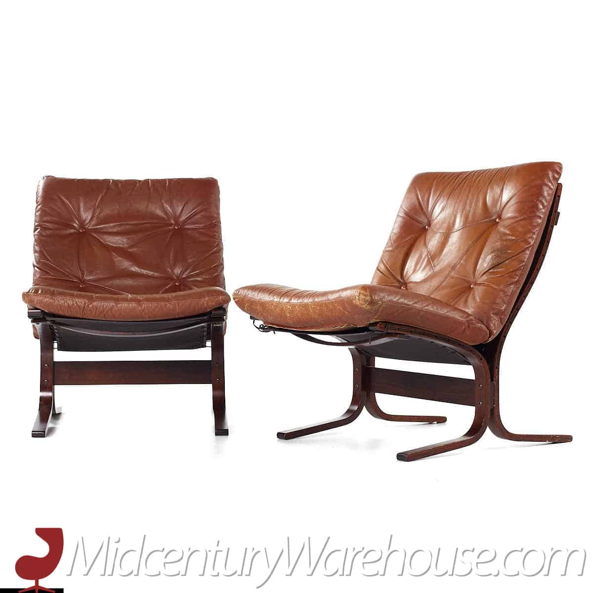 westnofa siesta mid century rosewood lowback lounge chairs - pair