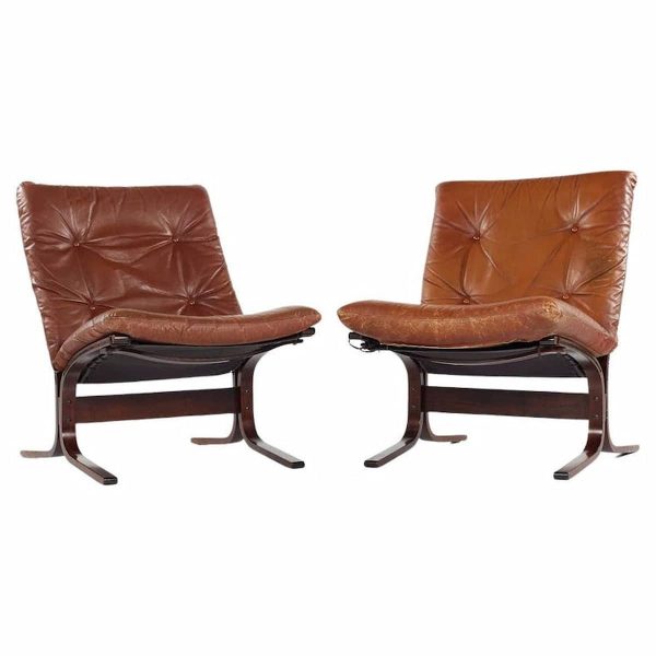 westnofa siesta mid century rosewood lowback lounge chairs - pair