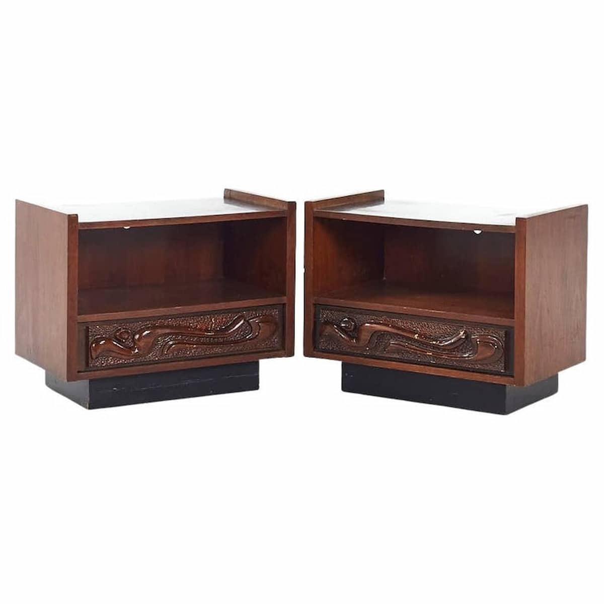 Witco Style Pulaski Oceanic Mid Century Nightstands - Pair