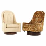 Adrian Pearsall Style Mid Century Walnut Swivel Lounge Chair - Pair