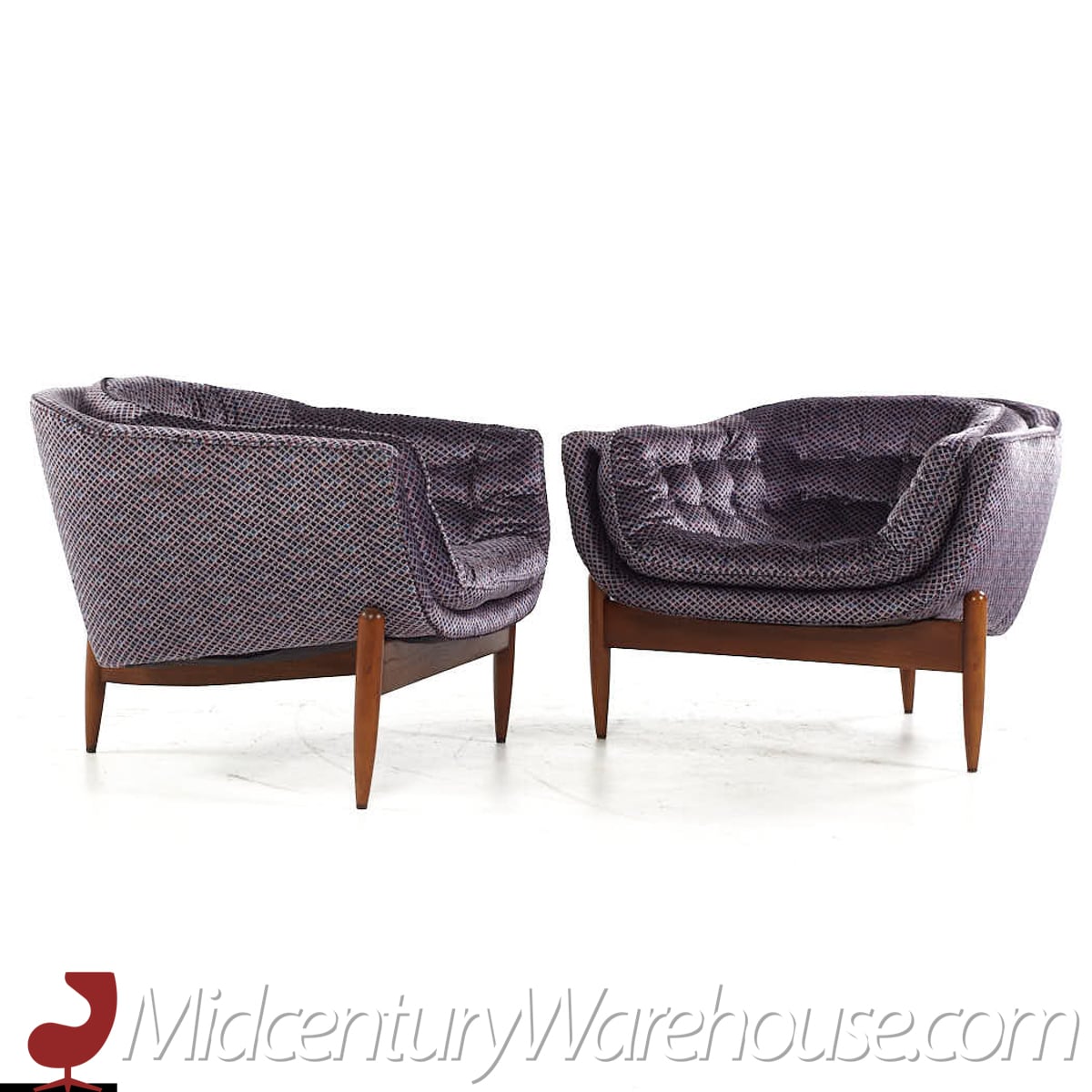 Adrian Pearsall for Craft Associates Mid Century Tufted Pearsall Chairs - Pair