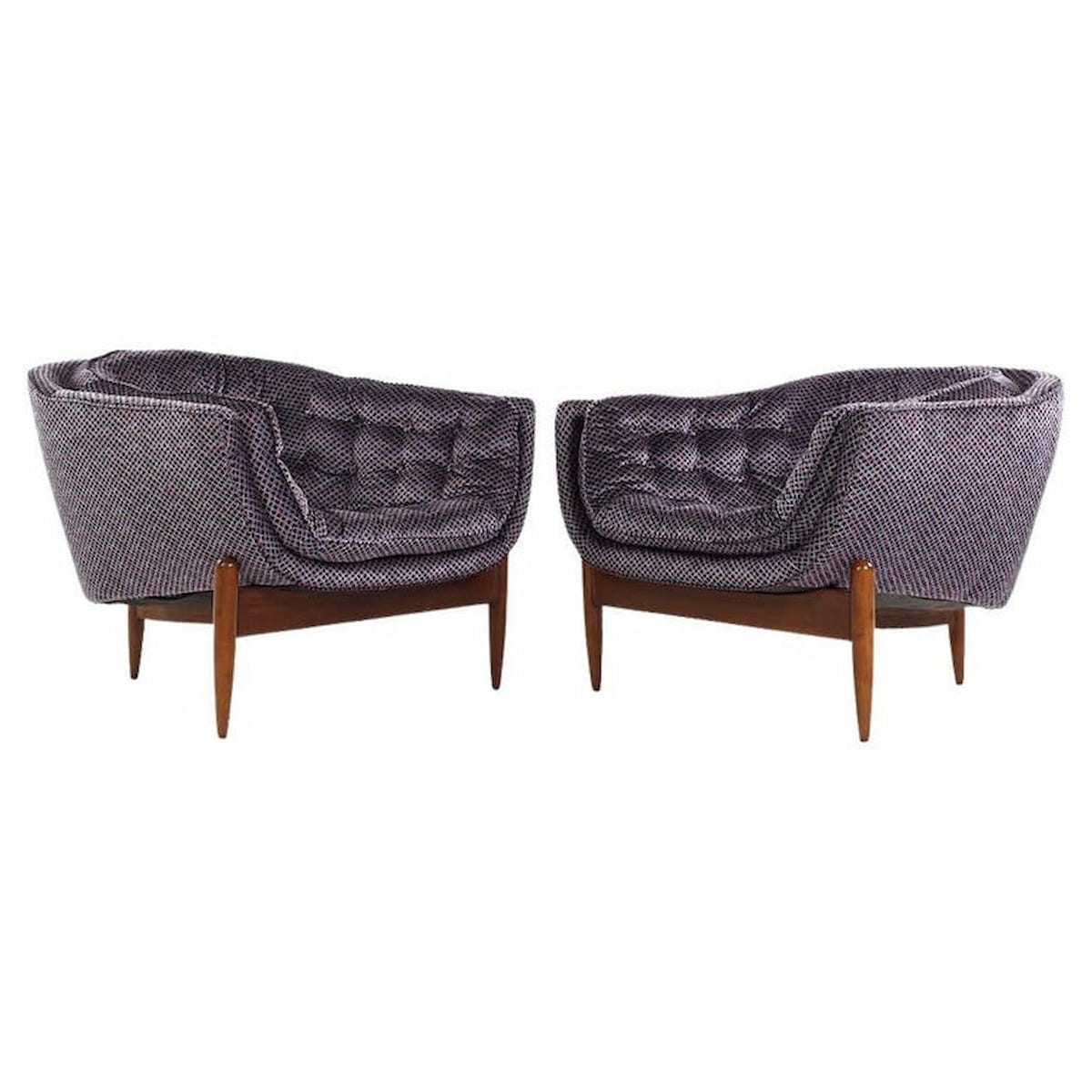 Adrian Pearsall for Craft Associates Mid Century Tufted Pearsall Chairs - Pair