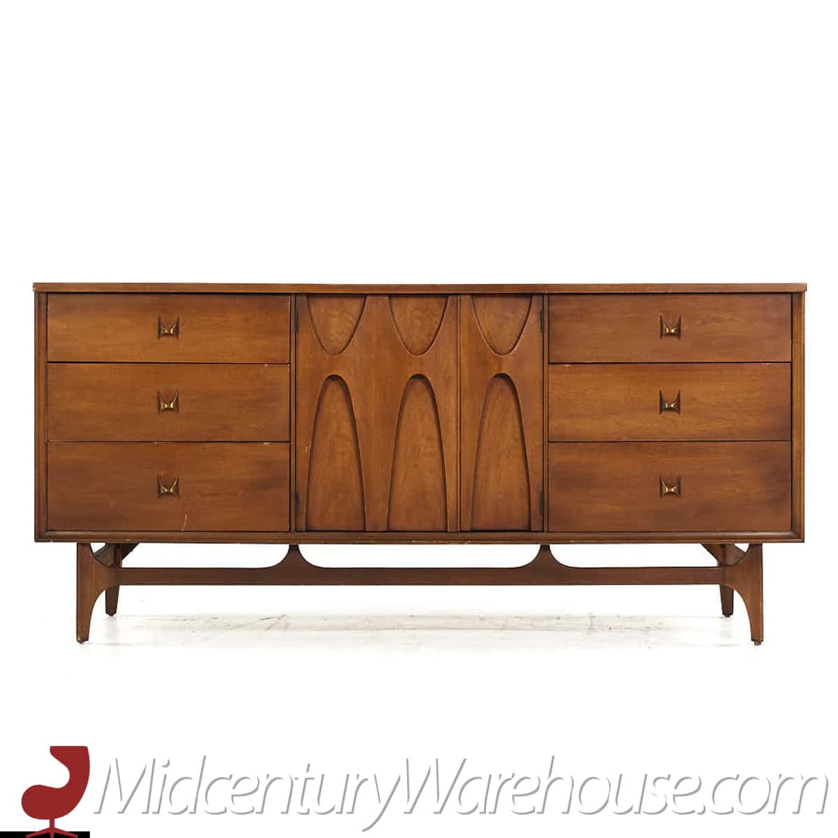 Broyhill Brasilia Mid Century Walnut 9-drawer Lowboy Dresser