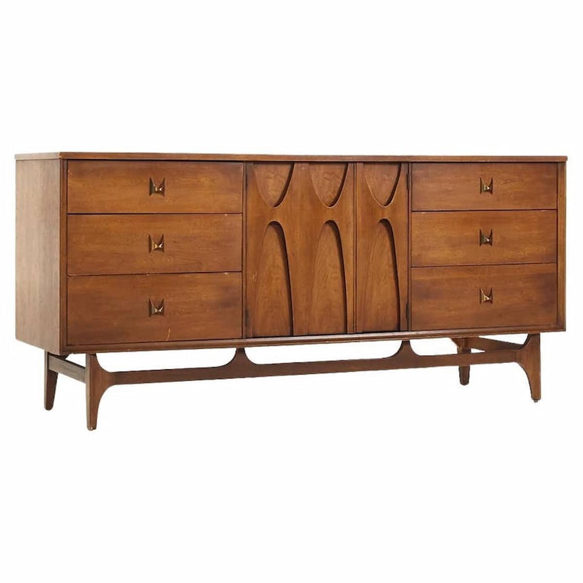 Broyhill Brasilia Mid Century Walnut 9-drawer Lowboy Dresser