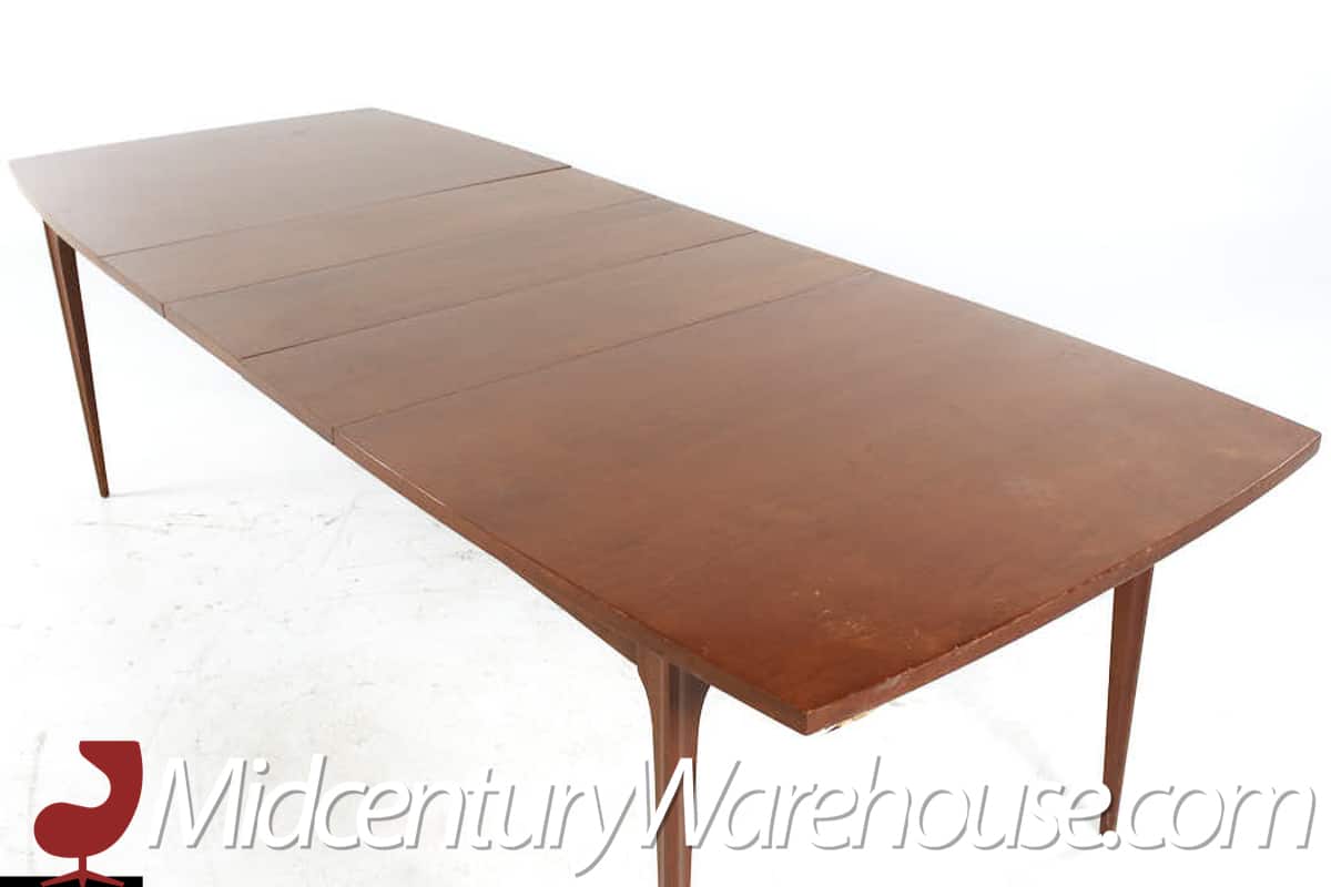 broyhill brasilia mid century walnut expanding dining table with 3 leaves