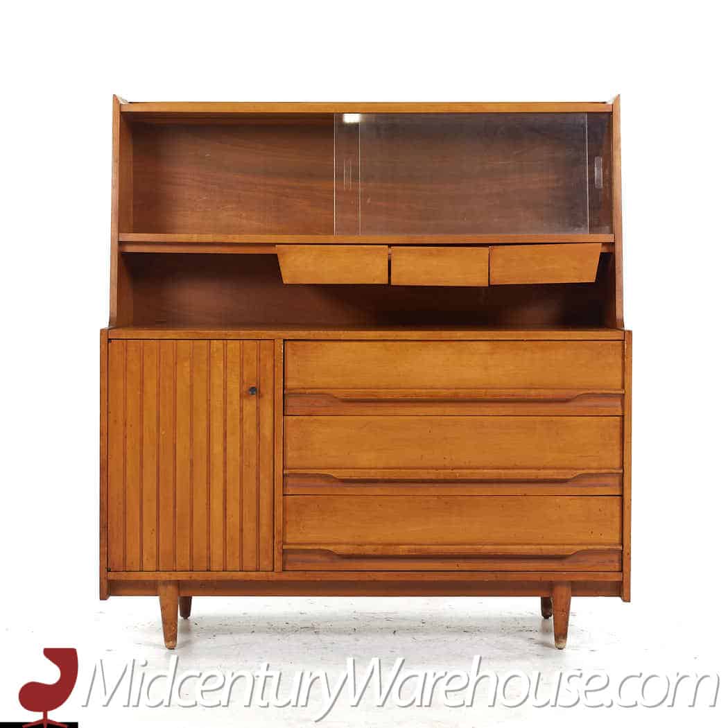 Crawford Furniture Mid Century Maple China Cabinet