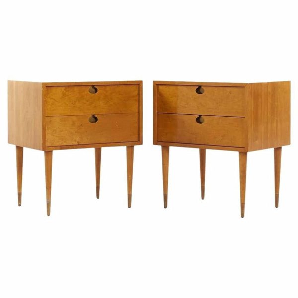 edmond spence mid century maple nightstands - pair