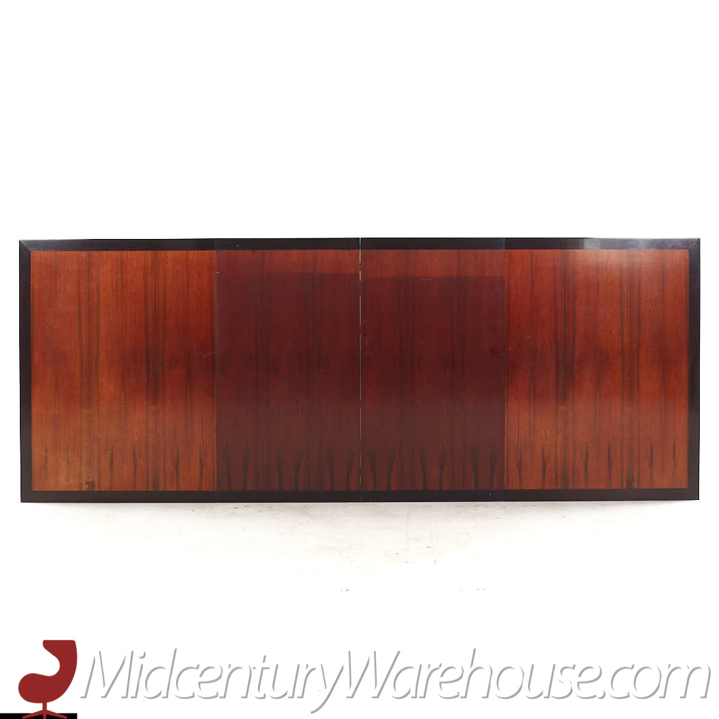 Edward Wormley for Dunbar Mid Century Rosewood and Ebonzied Oak Expanding Dining Table with 2 Leaves