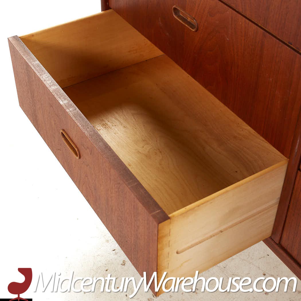 Falster Mid Century Teak 9 Drawer Lowboy Dresser