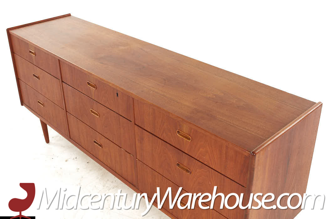 Falster Mid Century Teak 9 Drawer Lowboy Dresser