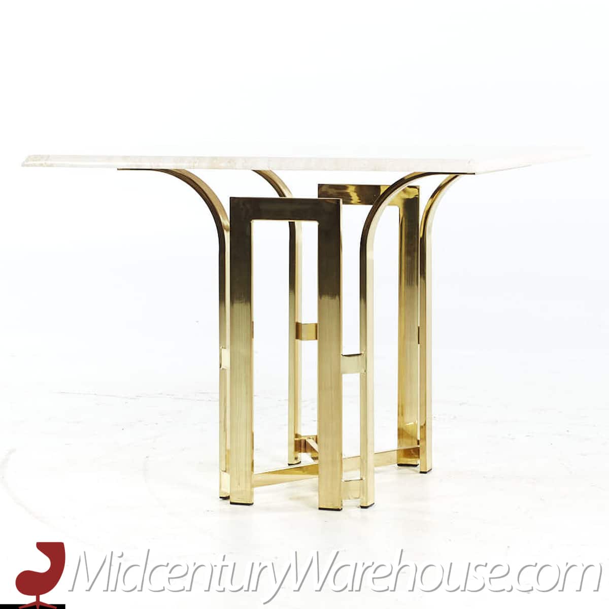Henredon Mid Century Brass and Travertine Side Table