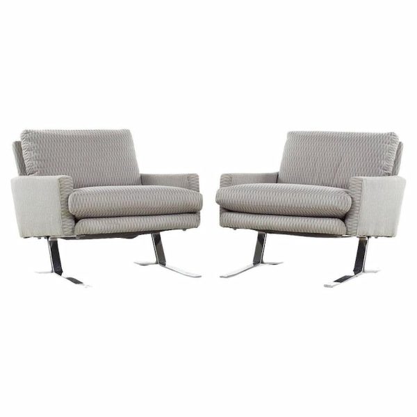jack cartwright for founders mid century chrome lounge chairs - pair