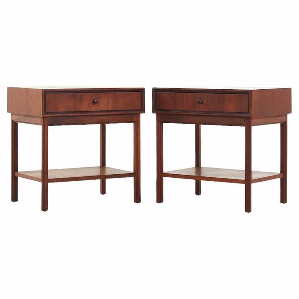 Jack Cartwright for Founders Mid Century Walnut Nightstands - Pair