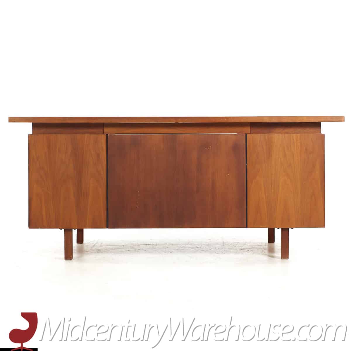Jens Risom Style Bl Marble Mid Century Walnut Executive Desk