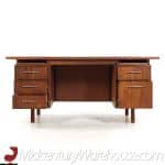 Jens Risom Style Bl Marble Mid Century Walnut Executive Desk