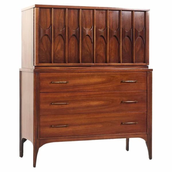 kent coffey perspecta mid century walnut and rosewood gentlemans chest dresser
