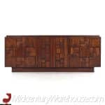 Lane Staccato Brutalist Mid Century Walnut Lowboy Dresser