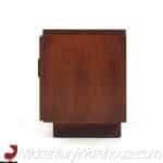 Lane Staccato Brutalist Mid Century Walnut Buffet and Hutch