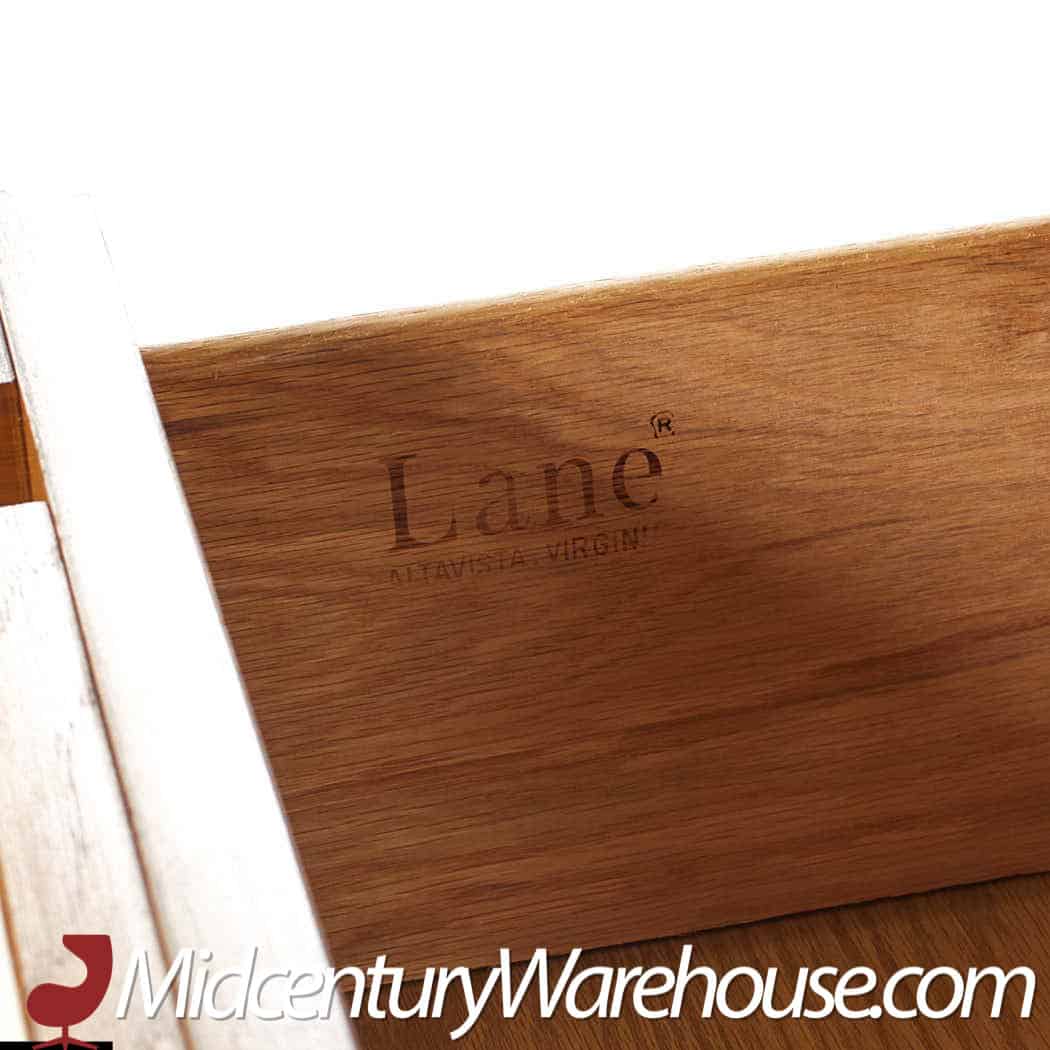 Lane Staccato Mid Century Oak Brutalist Mirrored Armoire