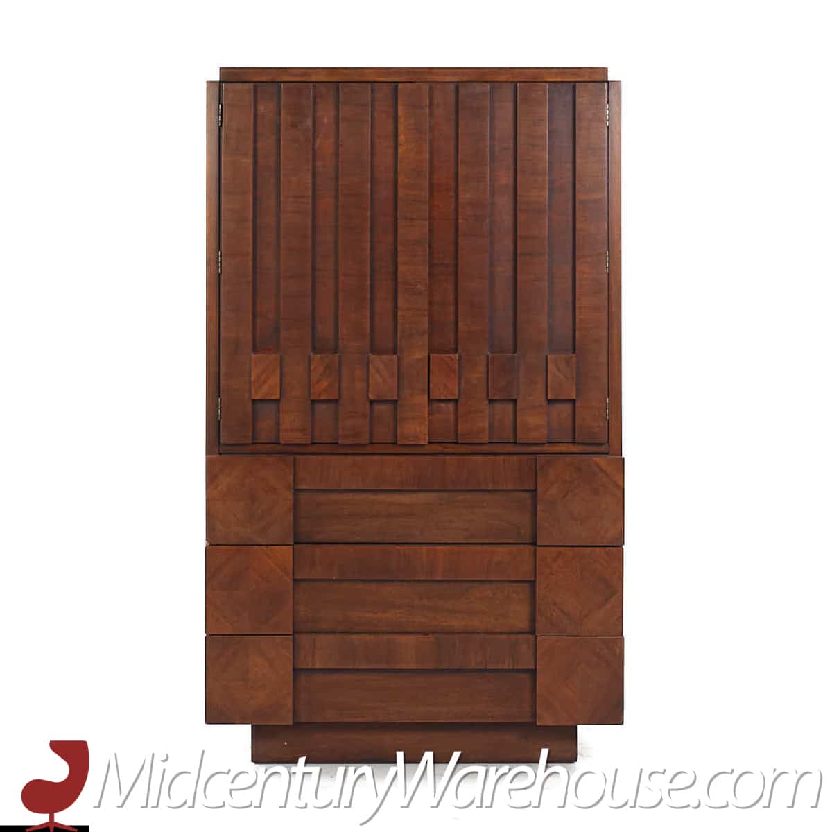 Lane Staccato Mid Century Walnut Brutalist Armoire Dresser (copy)