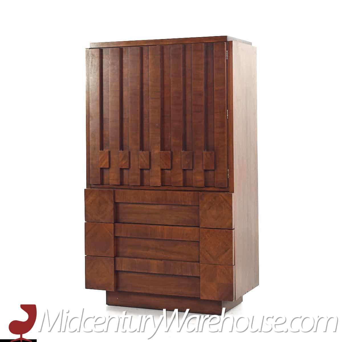 Lane Staccato Mid Century Walnut Brutalist Armoire Dresser (copy)