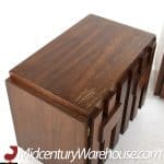 Lane Staccato Mid Century Walnut Brutalist Nightstands - Pair