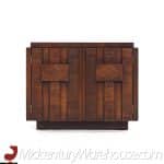 Lane Staccato Mid Century Walnut Brutalist Nightstands - Pair