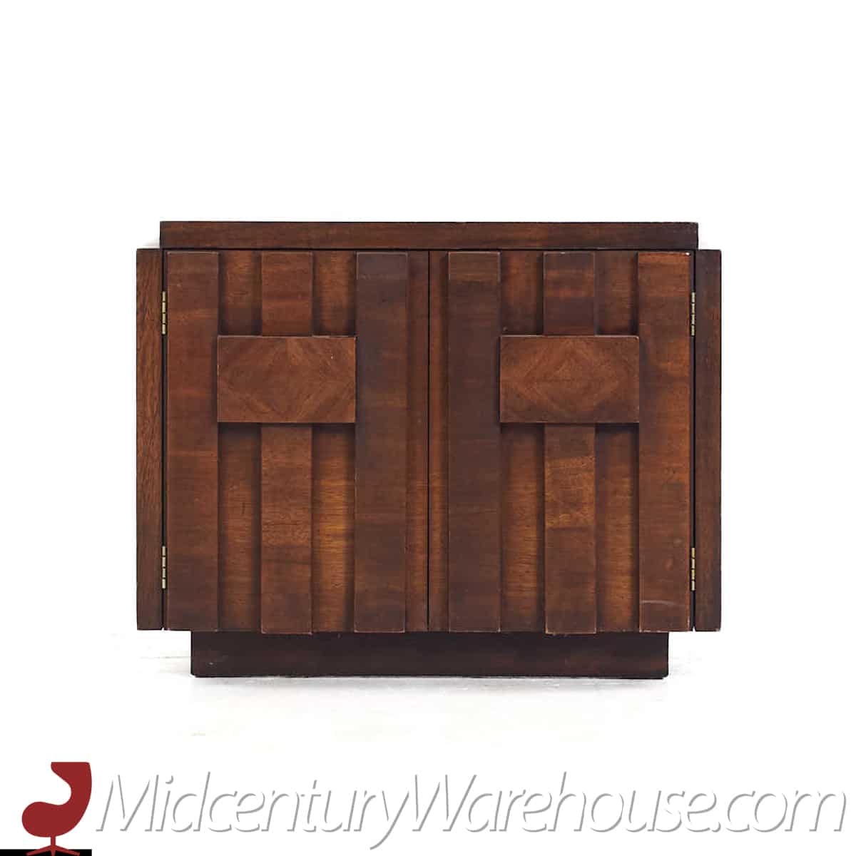 Lane Staccato Mid Century Walnut Brutalist Nightstands - Pair
