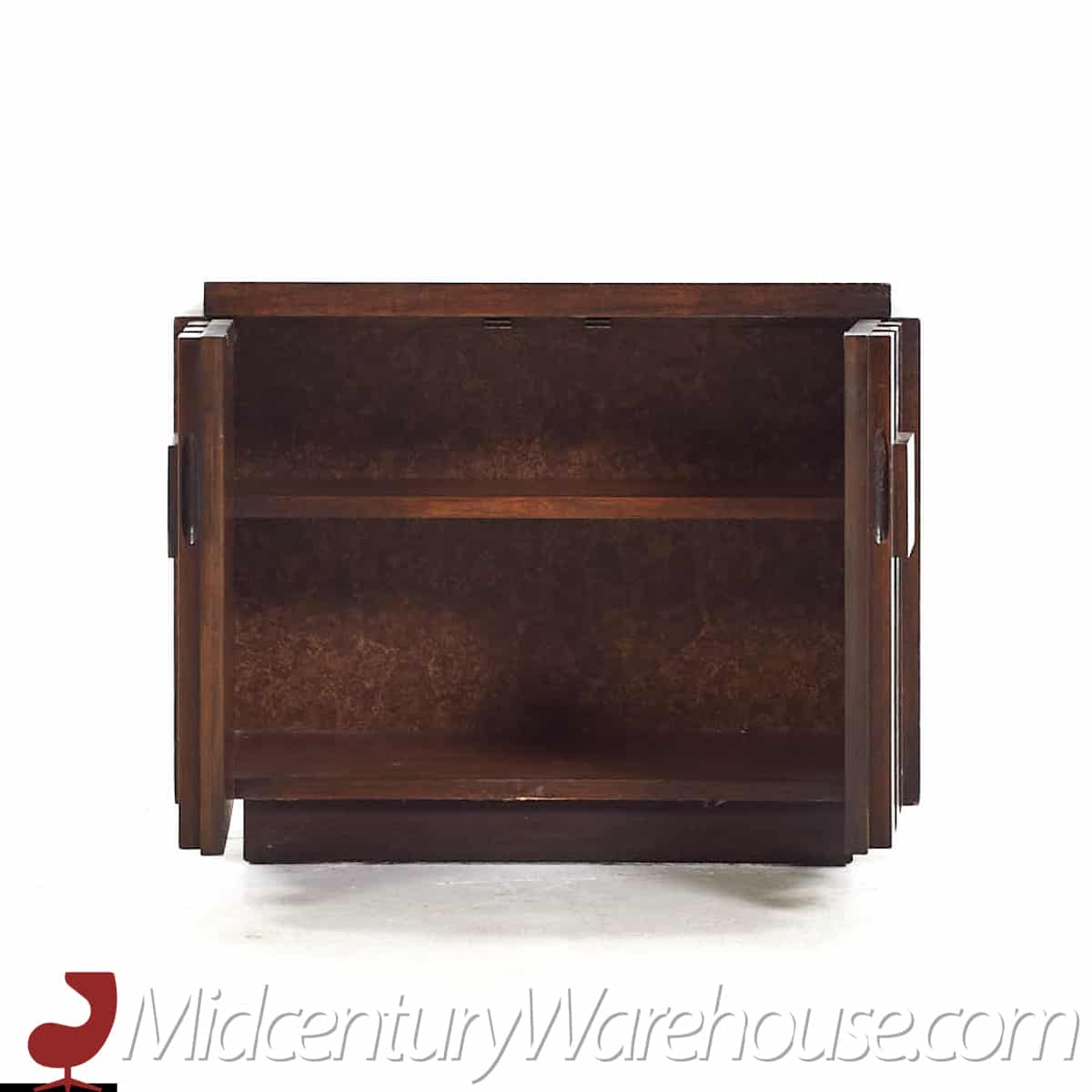 Lane Staccato Mid Century Walnut Brutalist Nightstands - Pair