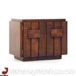 Lane Staccato Mid Century Walnut Brutalist Nightstands - Pair